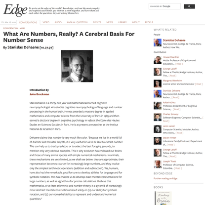What Are Numbers, Really? A Cerebral Basis For Number Sense | Edge.org
