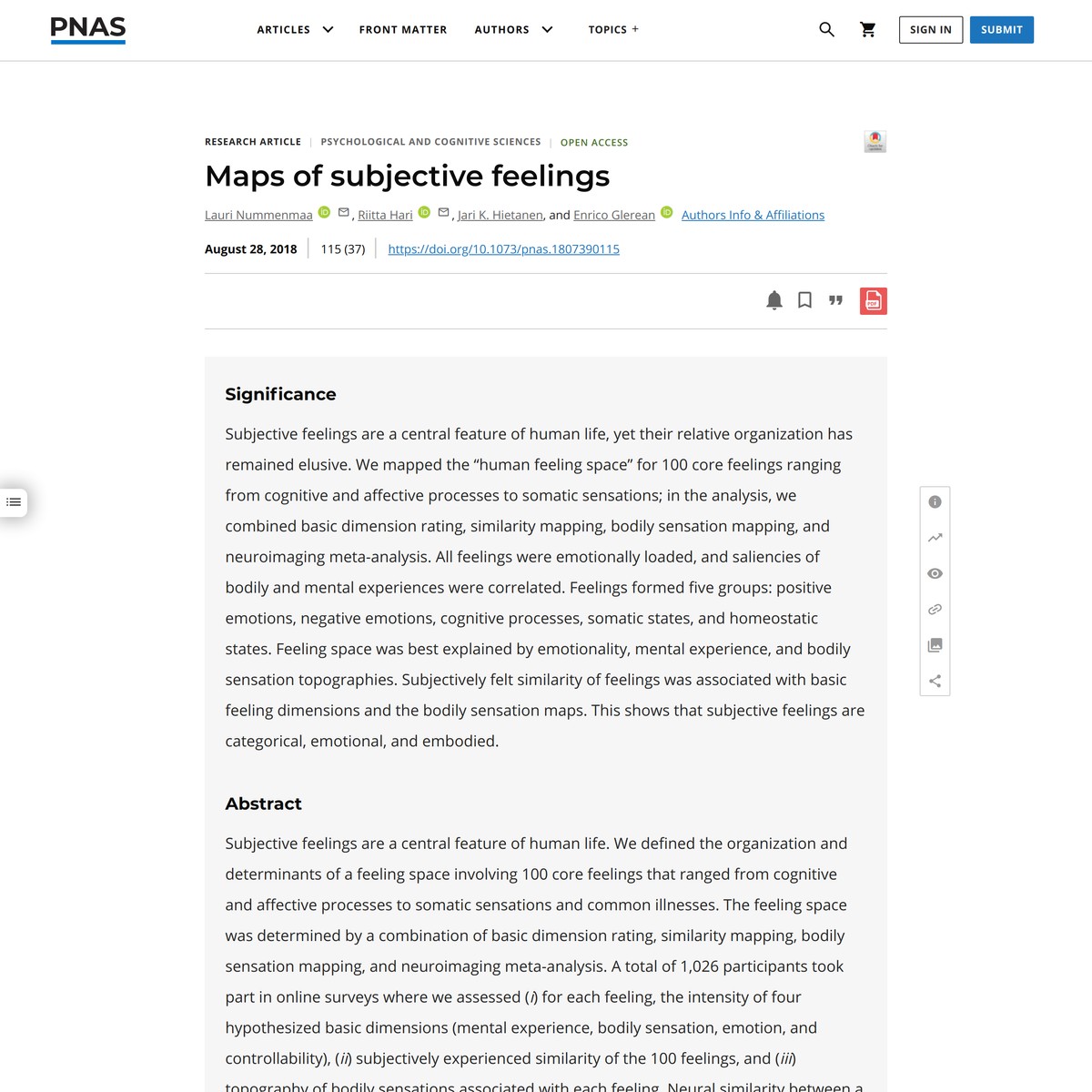 proceedings of the national academy of sciences usa abbreviation