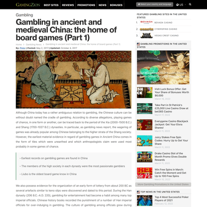 Gambling in ancient and medieval China: the home of board games (Part 1)