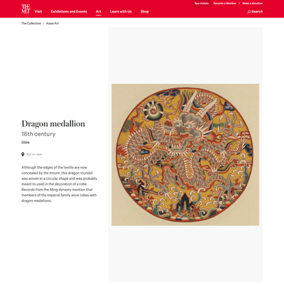 Dragon medallion | China | Ming dynasty (1368–1644) | The Metropolitan Museum of Art