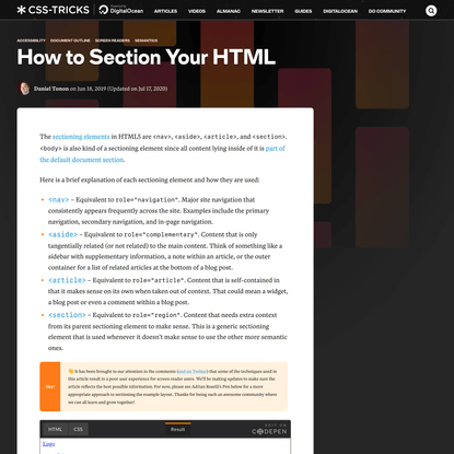 How to Section Your HTML | CSS-Tricks