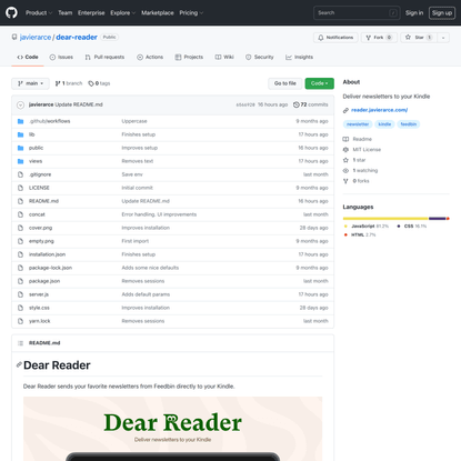 GitHub - javierarce/dear-reader: Deliver newsletters to your Kindle