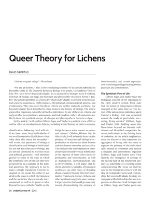 Queer Theory for Lichens DAVID GRIFFITHS