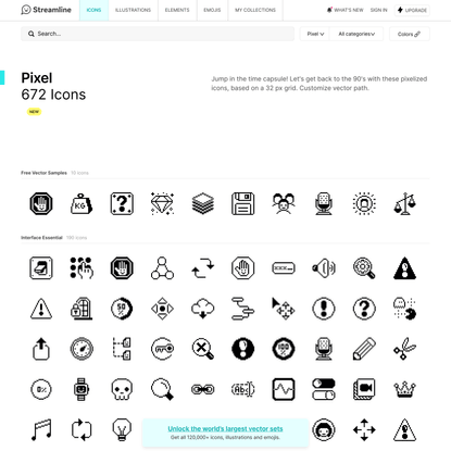 Pixel Icons Set - 672 customizable PNGs, SVGs, PDFs