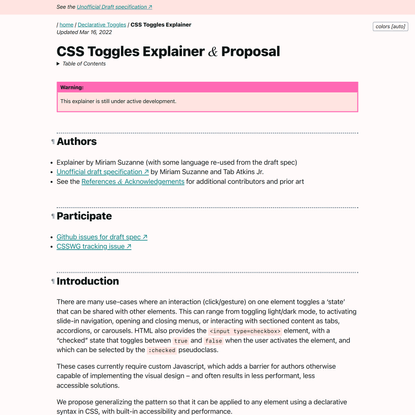 CSS Toggles Explainer &amp; Proposal