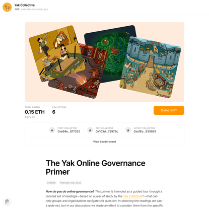 The Yak Online Governance Primer