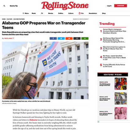Alabama GOP Prepares War on Transgender Teens