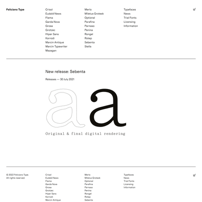 New release: Sebenta – Feliciano Type