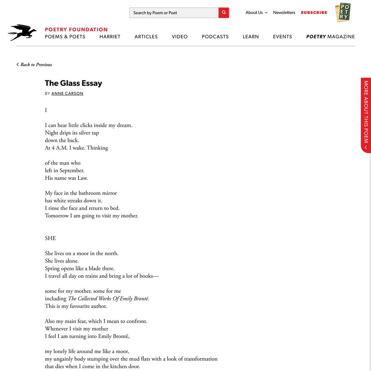 The Glass Essay by Anne Carson Poetry Foundation — Are.na