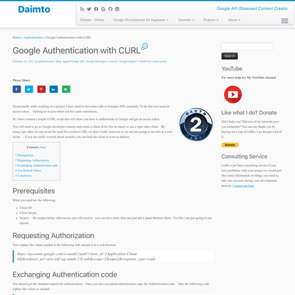 Google Authentication with CURL