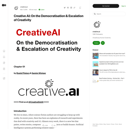 Creative AI: On the Democratisation &amp; Escalation of Creativity