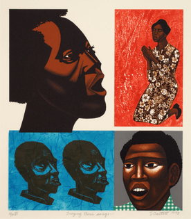 Elizabeth Catlett, Singing Their Songs, 1992, lithograph on paper, 57.8 x 48.9 cm, 22 ¾ x 19 ¼ in., © National Museum of Women in the Arts, © ADAGP, Paris 