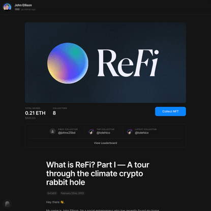 What is ReFi? Part I — A tour through the climate crypto rabbit …