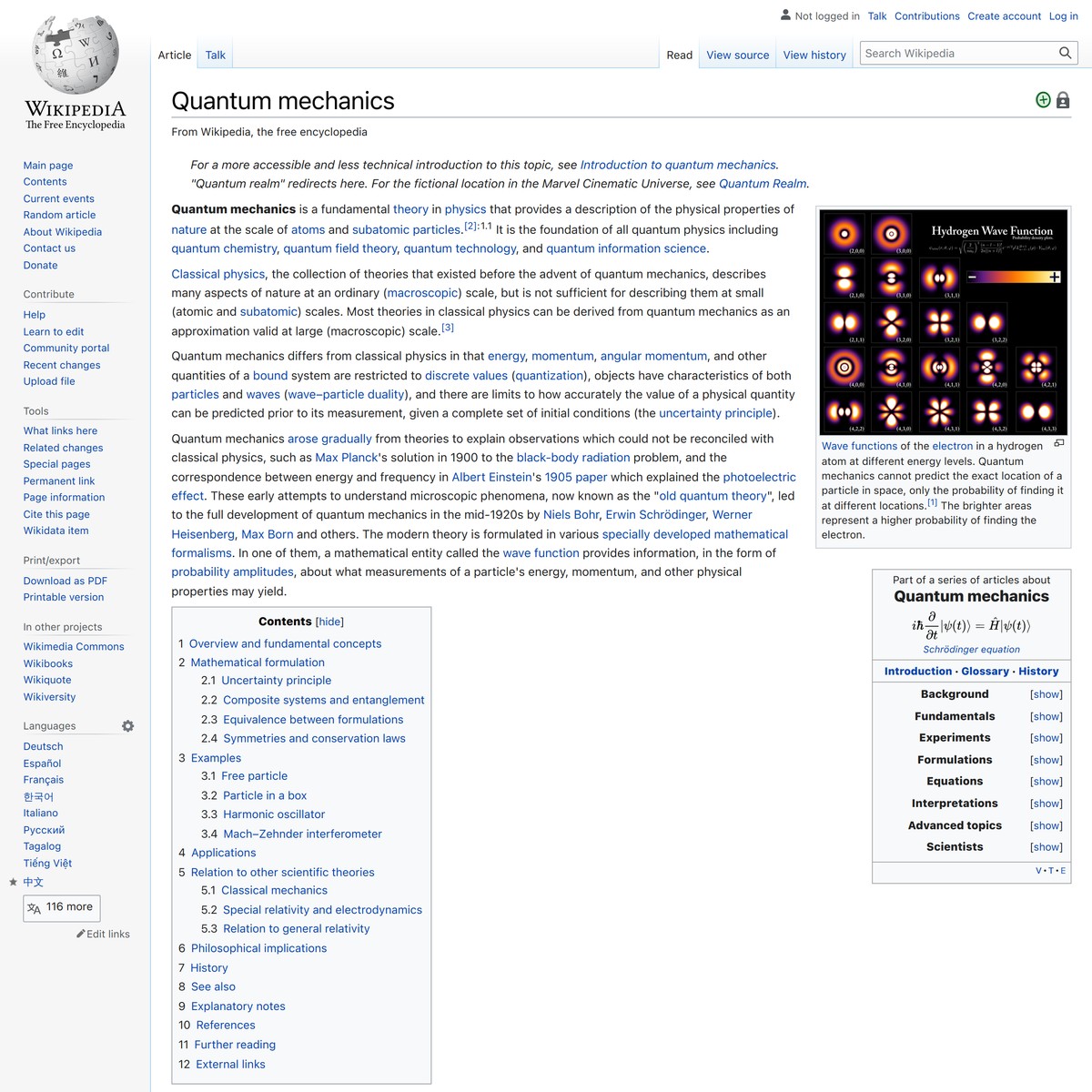 Quantum Mechanics - Wikipedia — Are.na