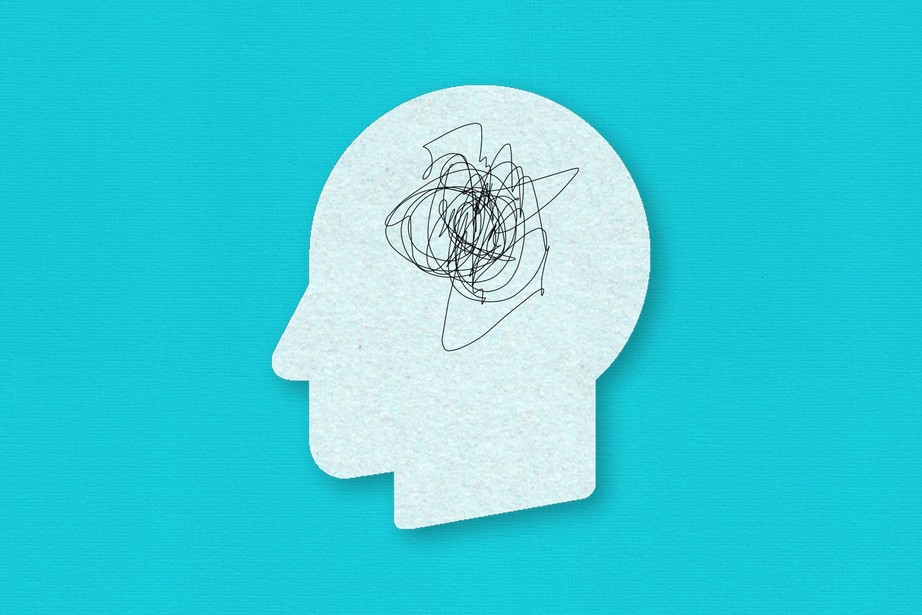 Illustration of a light blue head with black scribble inside. Medium blue background.
Carol Yepes / Getty Images