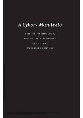 Cyborg Manifesto - Donna Haraway