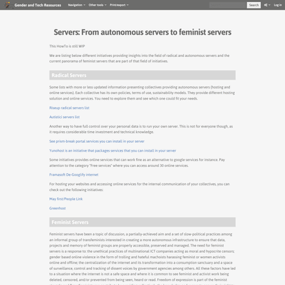 Servers: From autonomous servers to feminist servers - Gender and Tech Resources