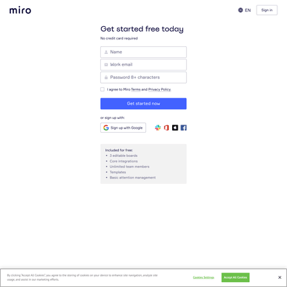 Sign up | Miro | Online Whiteboard for Visual Collaboration