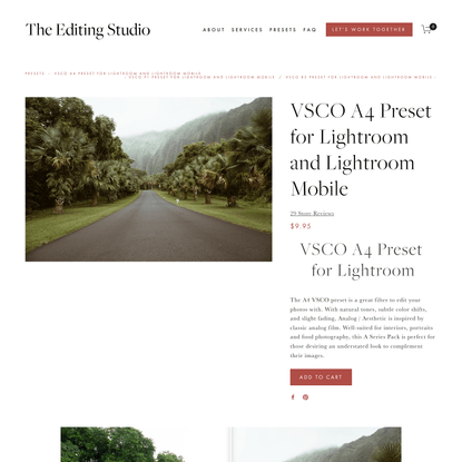 VSCO A4 Preset for Lightroom and Lightroom Mobile — The Editing Studio is a photo editing service and photo culling service ...