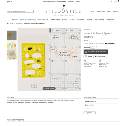 Hobonichi Stencil Speech Bubbles - Stilo&amp;Stile