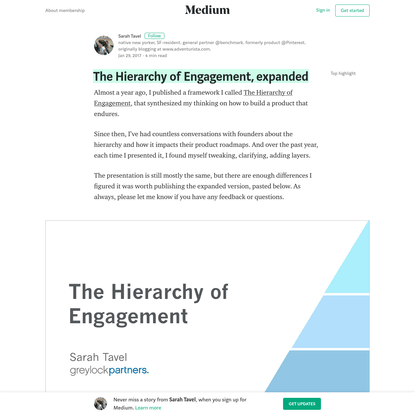 A The Hierarchy of Engagement, expanded - Sarah Tavel - Medium