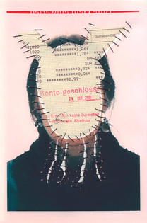 Personal Identity 2003-14. Self-portraits with sewn-in original documents, birth certificate, SIM cards.