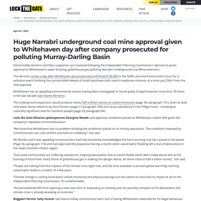 Huge Narrabri underground coal mine approval given to Whitehaven day after company prosecuted for polluting Murray-Darling B...