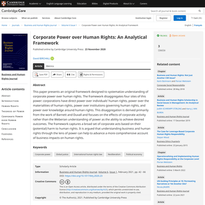 Corporate Power over Human Rights: An Analytical Framework | Business and Human Rights Journal | Cambridge Core