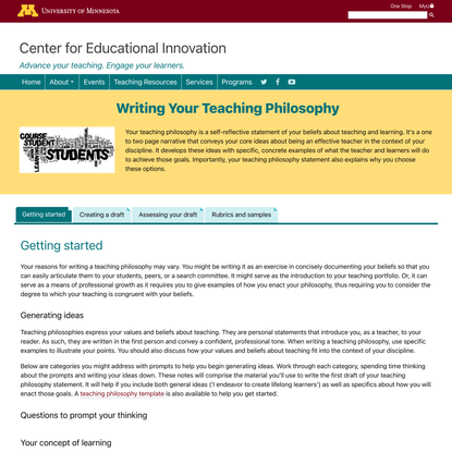 Writing Your Teaching Philosophy | Center for Educational Innovation