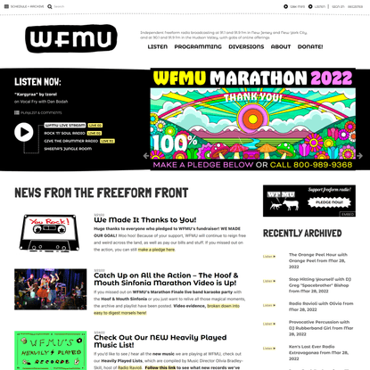 WFMU-FM 91.1/Jersey City, NJ; 90.1/Hudson Valley, NY – We’re an independent freeform station broadcasting at 91.1 fm in New ...
