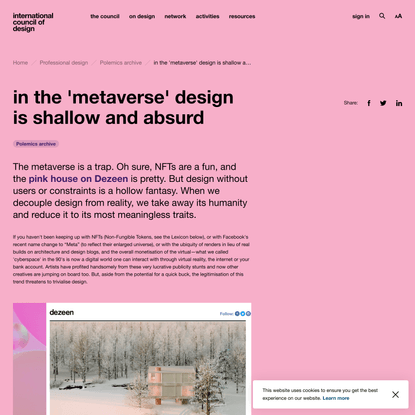 In the ‘metaverse’ design is shallow and absurd