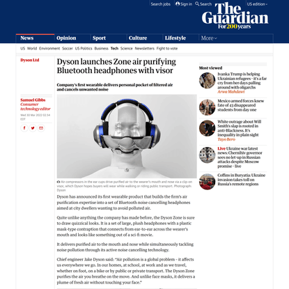 Dyson launches Zone air purifying Bluetooth headphones with visor | Dyson Ltd | The Guardian