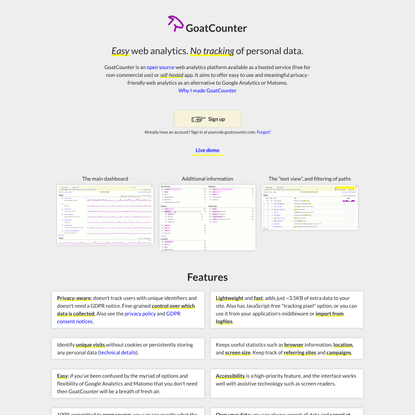 GoatCounter – open source web analytics