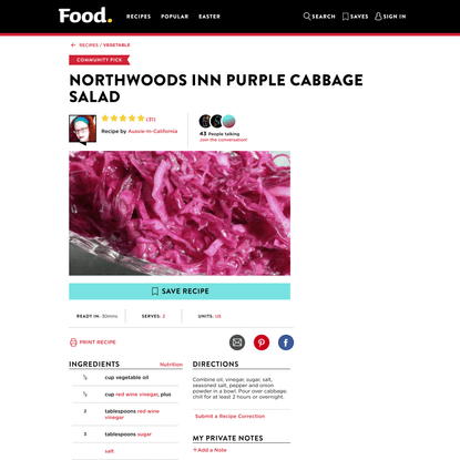Northwoods Inn Purple Cabbage Salad Recipe  - Food.com
