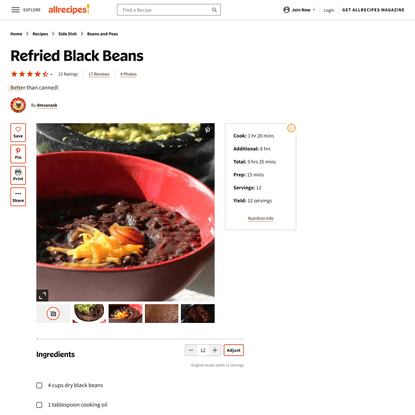 Refried Black Beans Recipe | Allrecipes