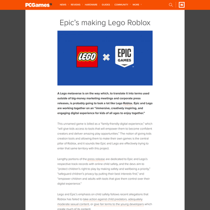 Epic’s making Lego Roblox
