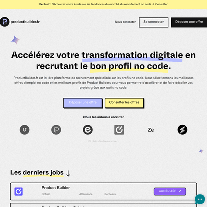 Les meilleures offres et profils No Code du marché | ProductBuilder.fr
