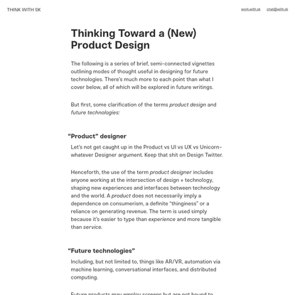 Thinking Toward a (New) Product Design | THINK WITH SK