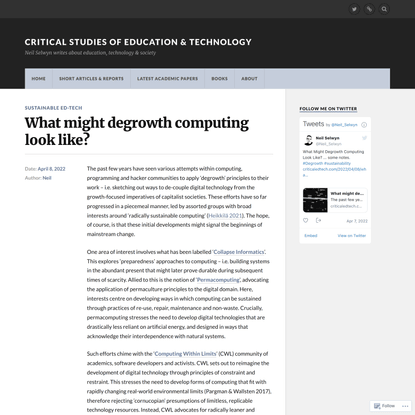 What might degrowth computing look like?