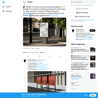 Joakim Jansson on Twitter: "🧵 Thanks for all the mock-up recommendations ✨ I thought I'd compose a thread and share the best...