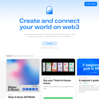 Mirror: Create and connect your world on web3
