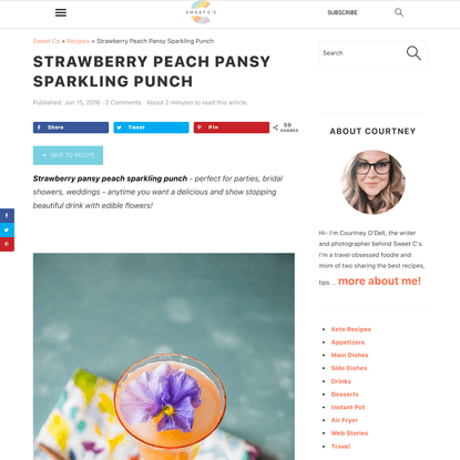 Strawberry Peach Pansy Sparkling Punch