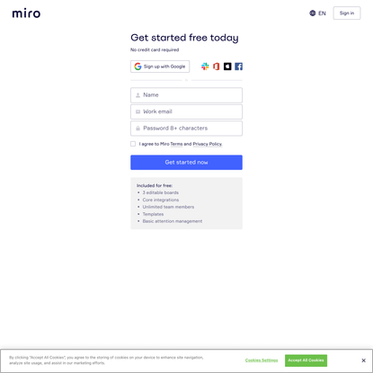 Sign up | Miro | Online Whiteboard for Visual Collaboration