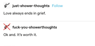 love, grief/worth