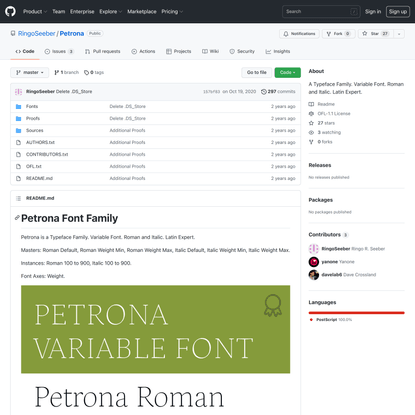 GitHub - RingoSeeber/Petrona: A Typeface Family. Variable Font. Roman and Italic. Latin Expert.