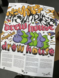 drew house x ssense poster design, original typography