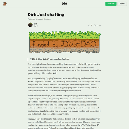 Dirt: Just chatting