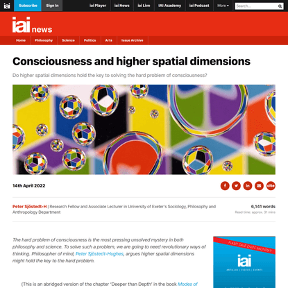 Consciousness and higher spatial dimensions | Peter Sjöstedt-Hughes