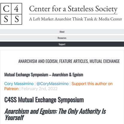 Mutual Exchange Symposium – Anarchism &amp; Egoism