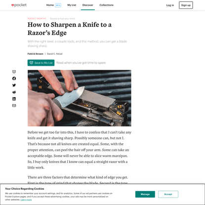 How to Sharpen a Knife to a Razor’s Edge